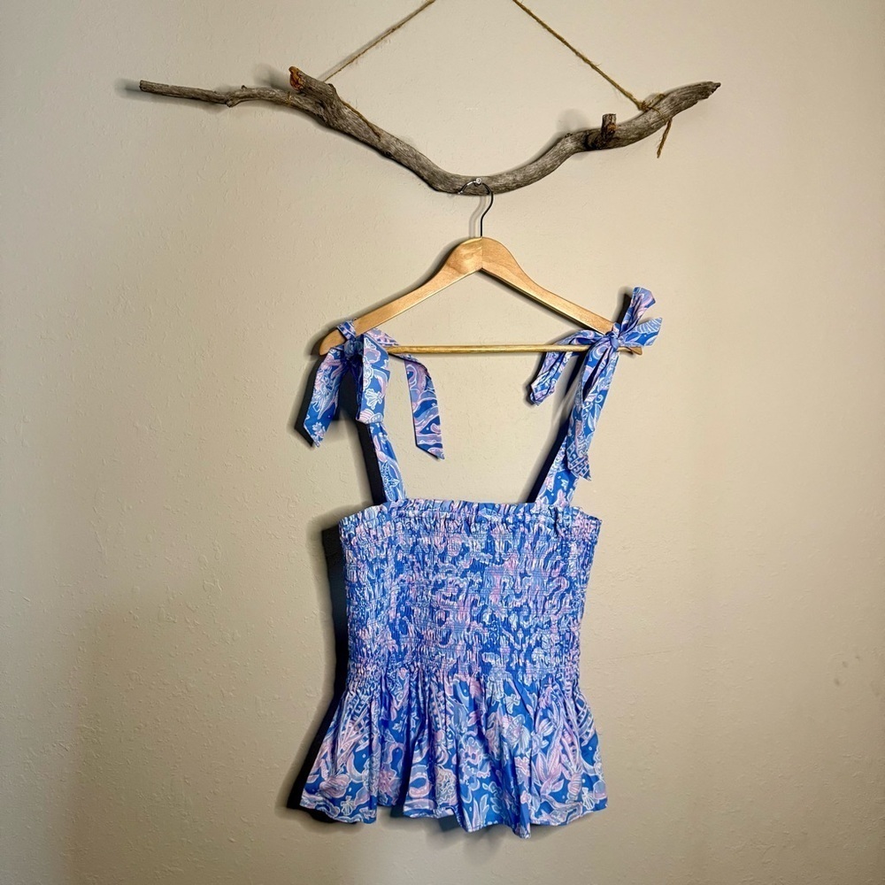 Lilly Pulitzer Rivera Smocked Top in Boca Blue - Picture 4 of 10